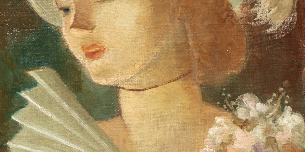 Jeune élégante à l'éventail